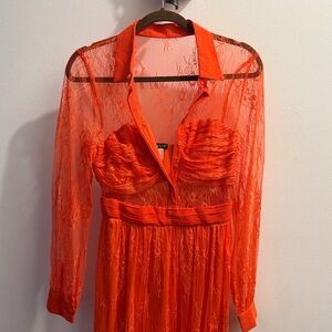 VENUS Orange Lace Maxi Dress